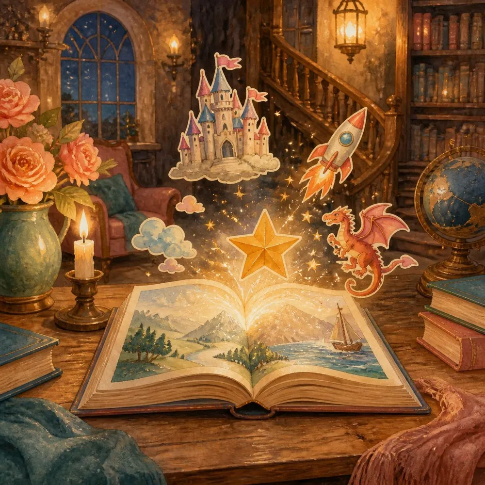 Your Child Is the Star personalized storybook: an open storybook with a star rising from its pages